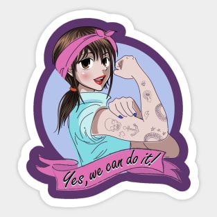 Yes, we can do it! Anime Girl Feminist Sticker